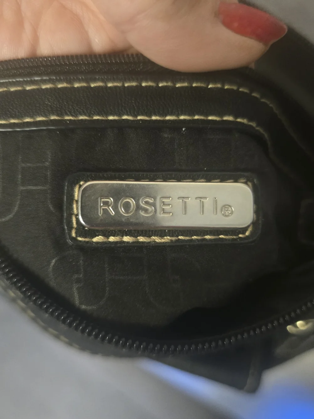 Rosetti Black Faux Leather Crossbody Organizer Bag Silver Hardware